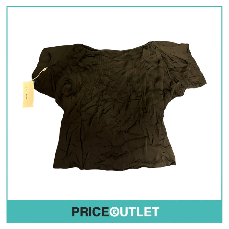 Anagram - Black Pin Tuck Blouse - Size M - BRAND NEW WITH TAGS