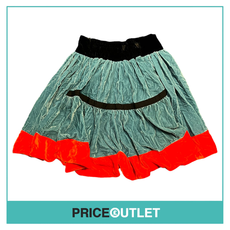 Thierry Colson - Blue and Orange Alice Velvet Skirt - Size S - BRAND NEW WITH TAGS