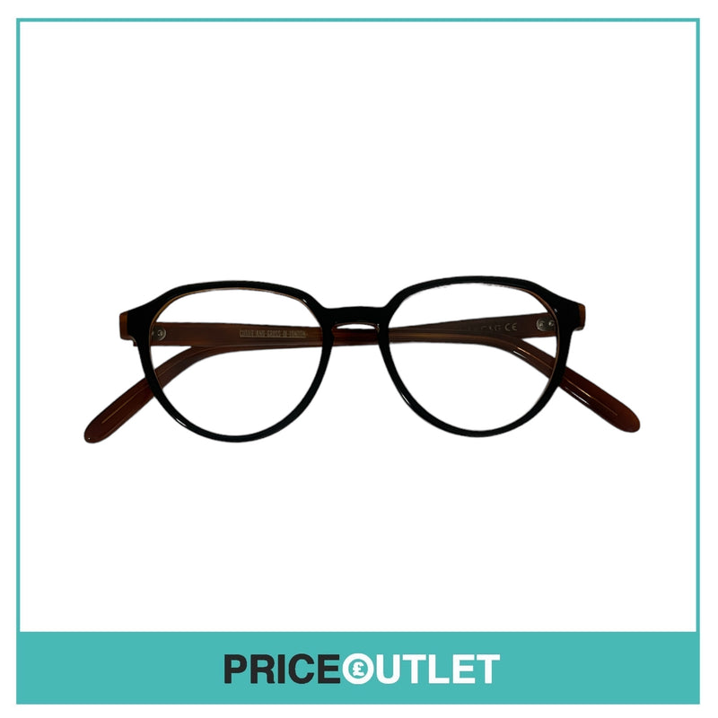 Cutler & Gross - Clear Lens Black & Orange Tortoiseshell Print Round Glasses RRP £325