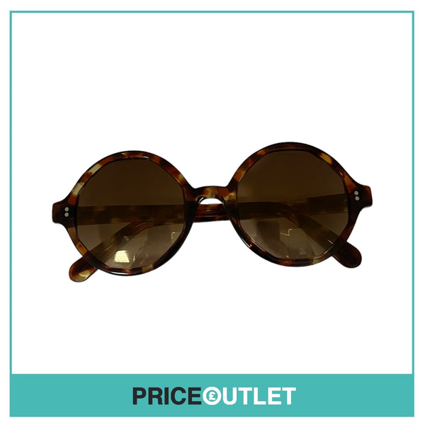 Brown & Yellow Tortoiseshell Print Round Sunglasses RRP £325