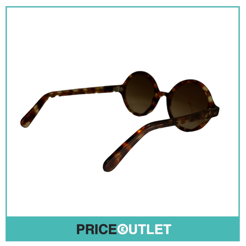Brown & Yellow Tortoiseshell Print Round Sunglasses RRP £325