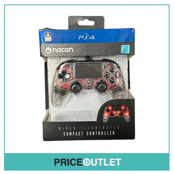 Nacon Wired Compact Controller - Clear Red - PS4 -Boxed/Parts Unchecked Returns