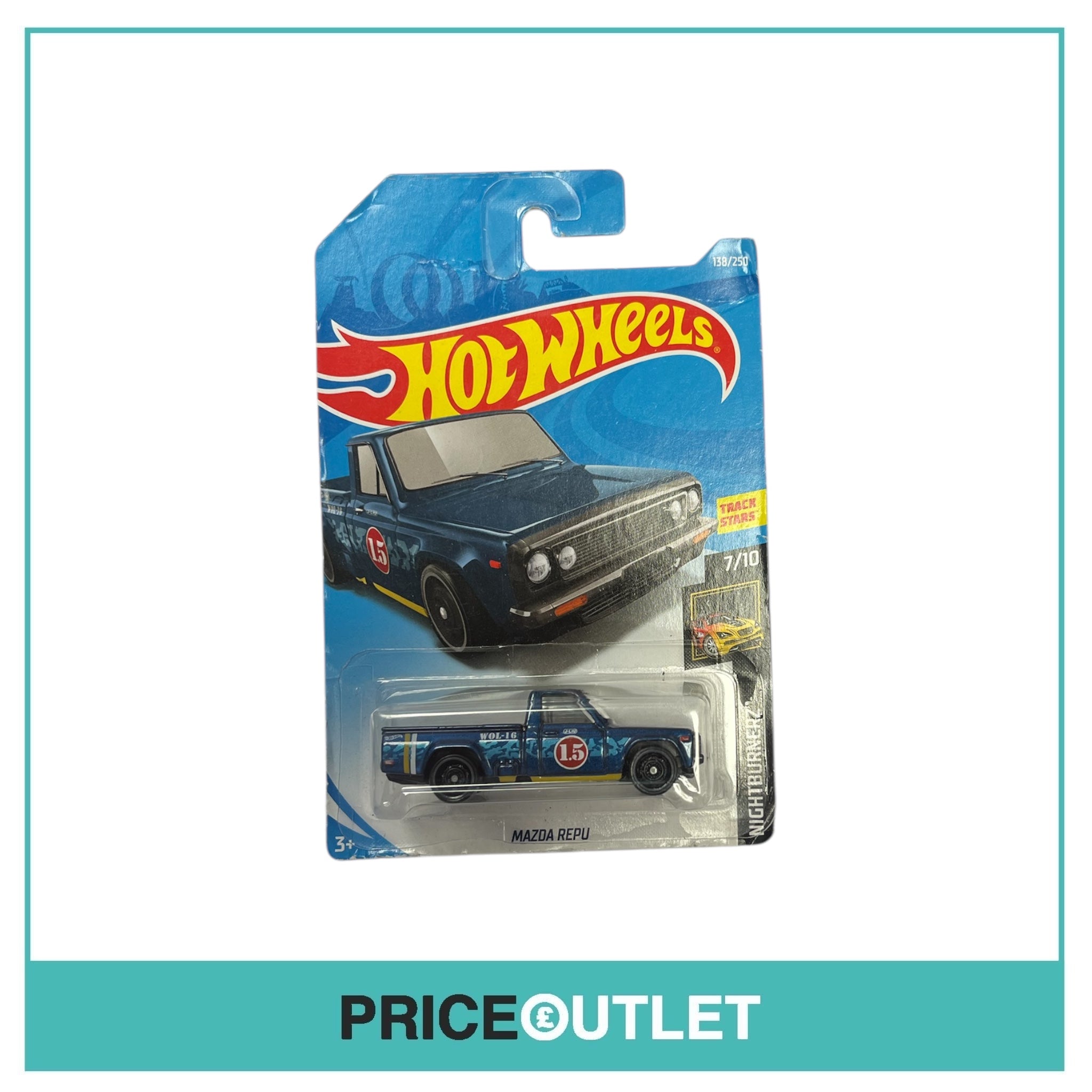 Hot Wheels - Nightburnerz 7/10 - Track Stars - Mazda Repu - Damaged