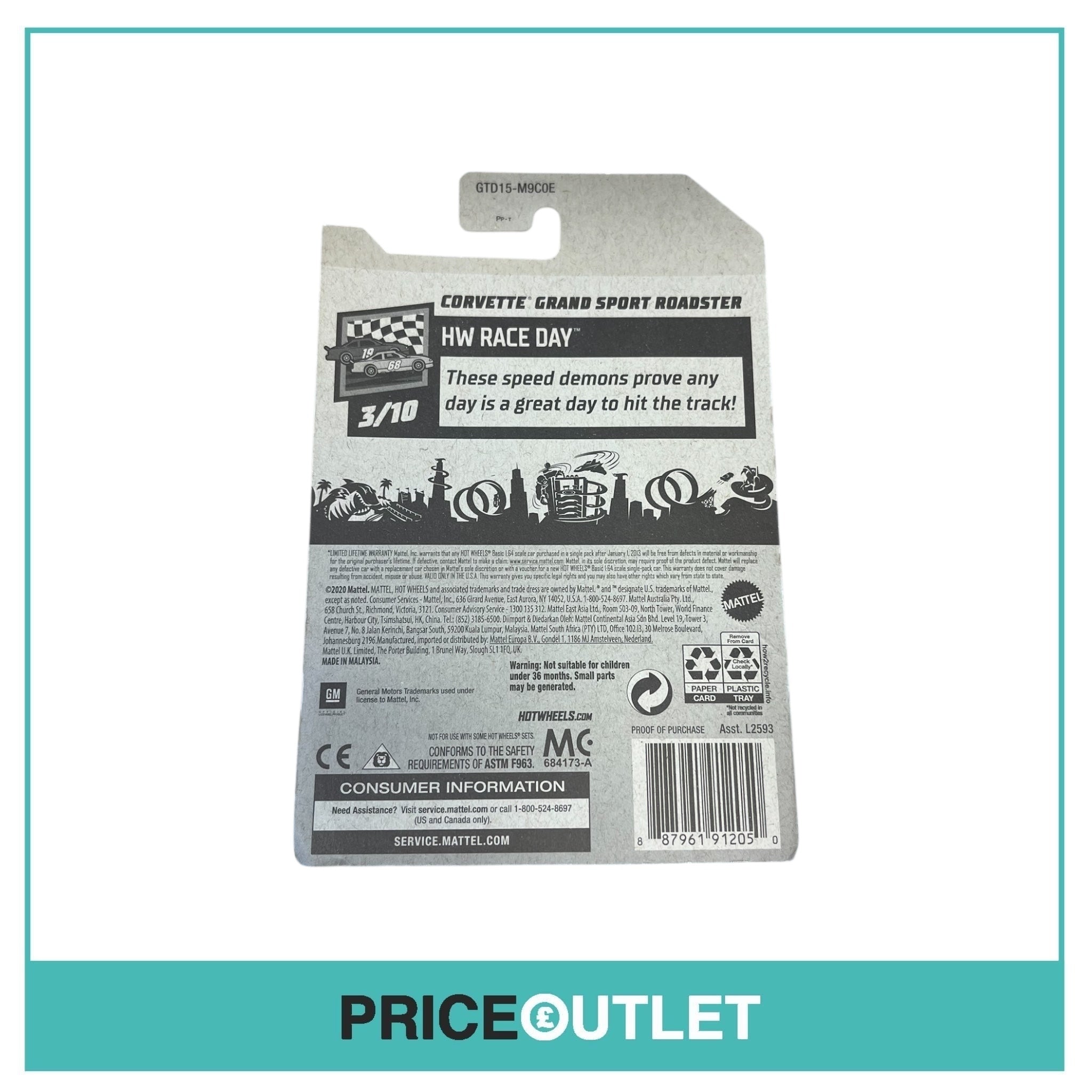 Hot Wheels - HW Race Day 3/10 - Corvette Grand Sport Roadster (Slight Damage)