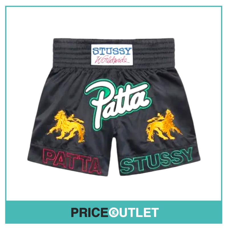 Stussy Patta Boxing Shorts - Black - Size L - BRAND NEW SEALED