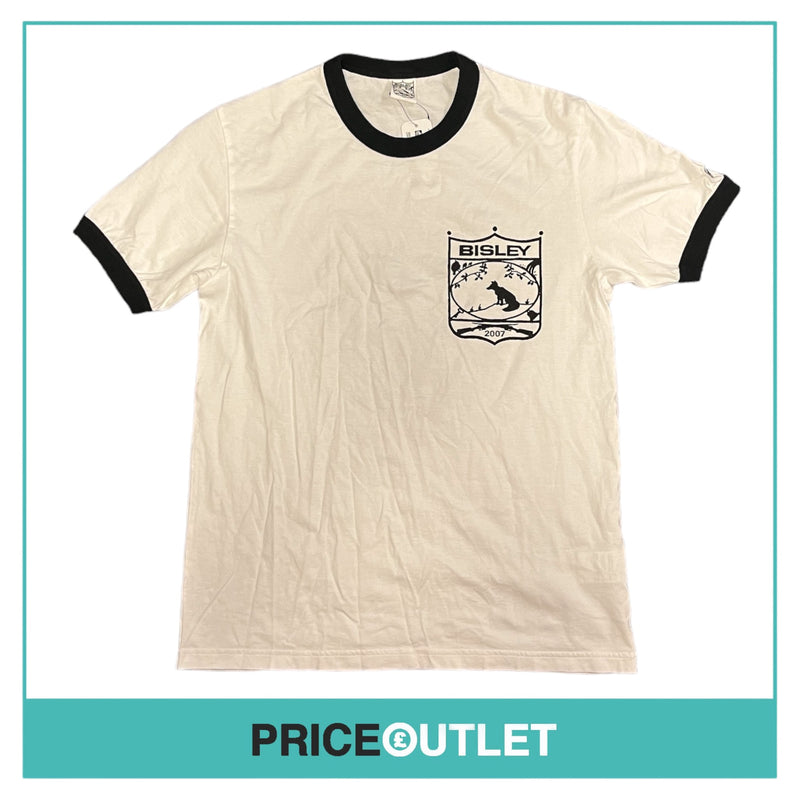 Bisley - Black Trimmed White T-Shirt - Size M - BRAND NEW WITH TAGS