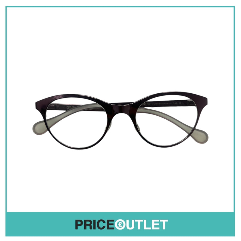 Cutler & Gross - Clear Lens Purple Chrome Frame Glasses With Clear Arm Detail RRP £325