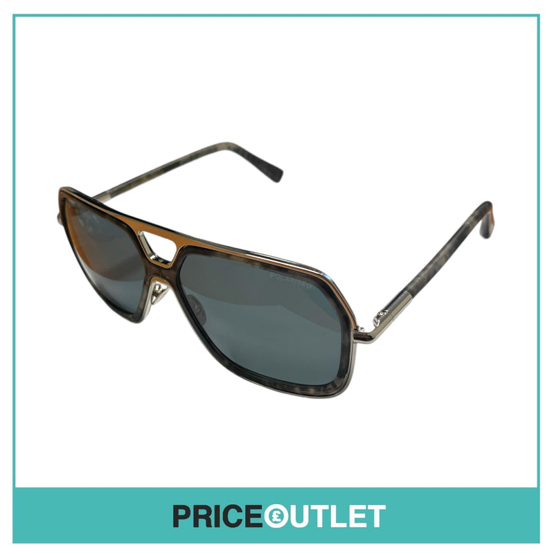 Black & Grey Patterned Pilot's Sunglasses With Crome Grey Detail RRP £325