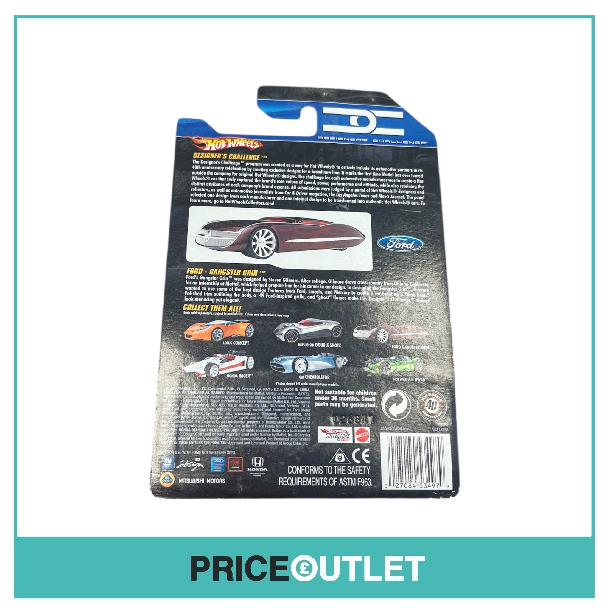 Hot Wheels - Design Challenge - Ford Gangster Grin (Red Flame) (Slight Damage)