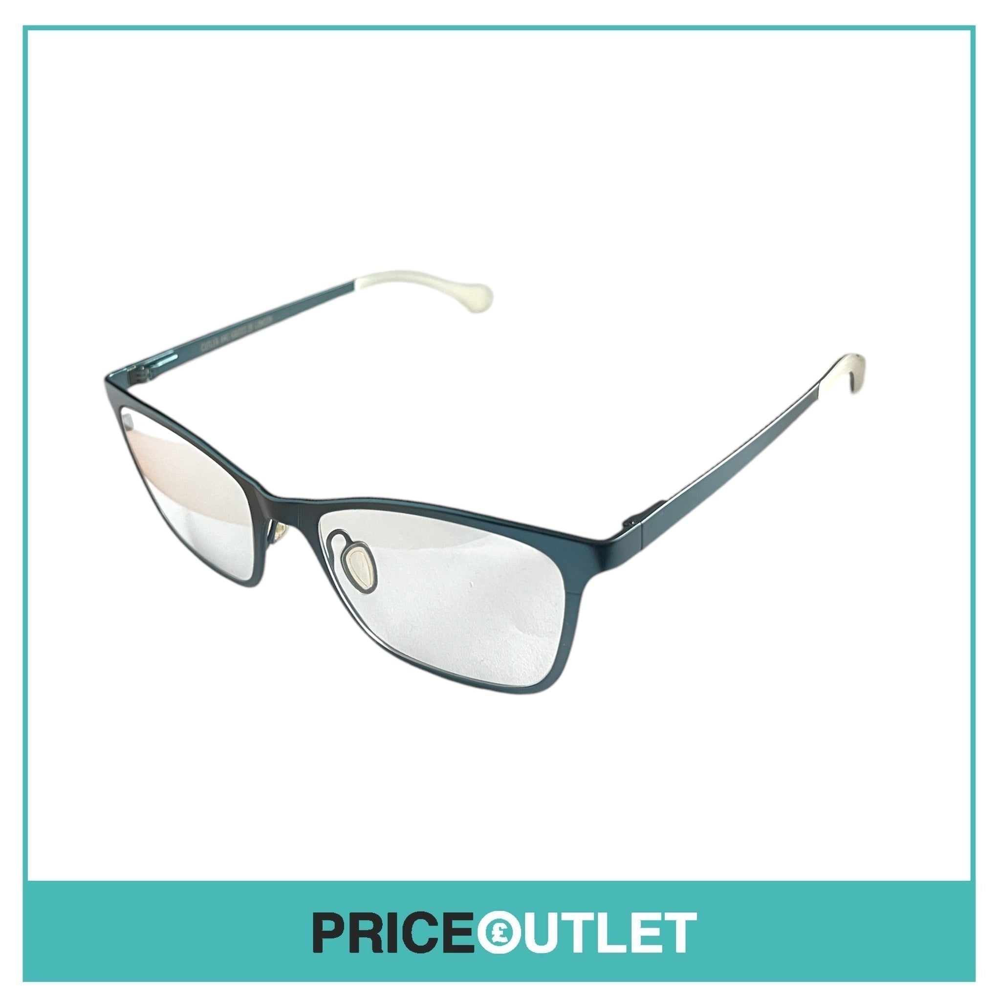 Clear Lens Metallic Blue Frame Glasses RRP £325