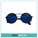 Blue Reflective Lens Metallic Frame Round Sunglasses RRP £325