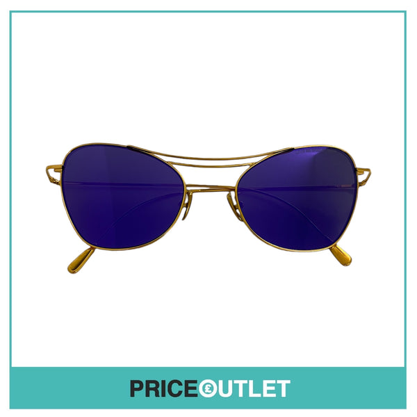 Blue Reflective Lens Gold Frame Sunglasses RRP £325