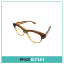 No Lens Brown Frame Glasses With Yellow Patterned Detail RRP £325