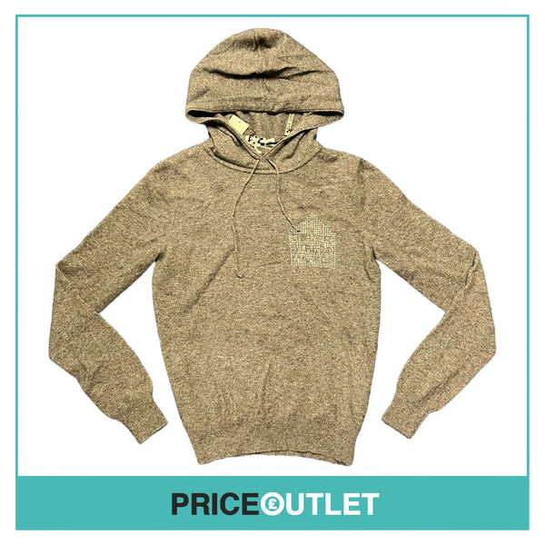 Comme des Garçons - Crystal Journey Ladies Grey Knit Hoodie with DSM Embellishment - Size S - BRAND NEW WITH TAGS