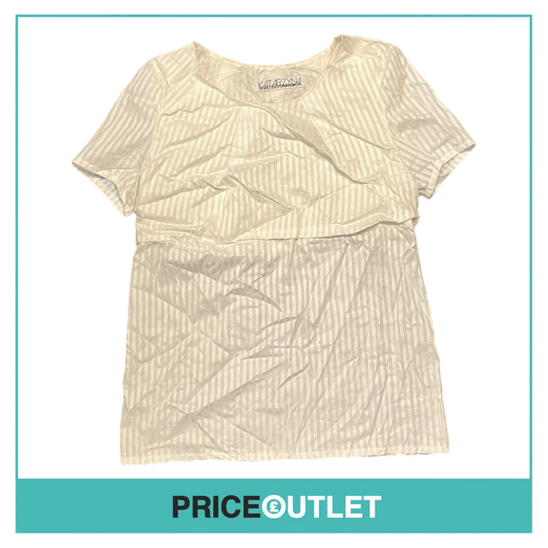 Katarzyna Szczotarska - White Striped Dart Top - Size 8 - BRAND NEW WITH TAGS