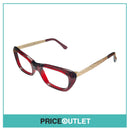 No Lens Red Frame Glasses With Gold Detail RRP £325