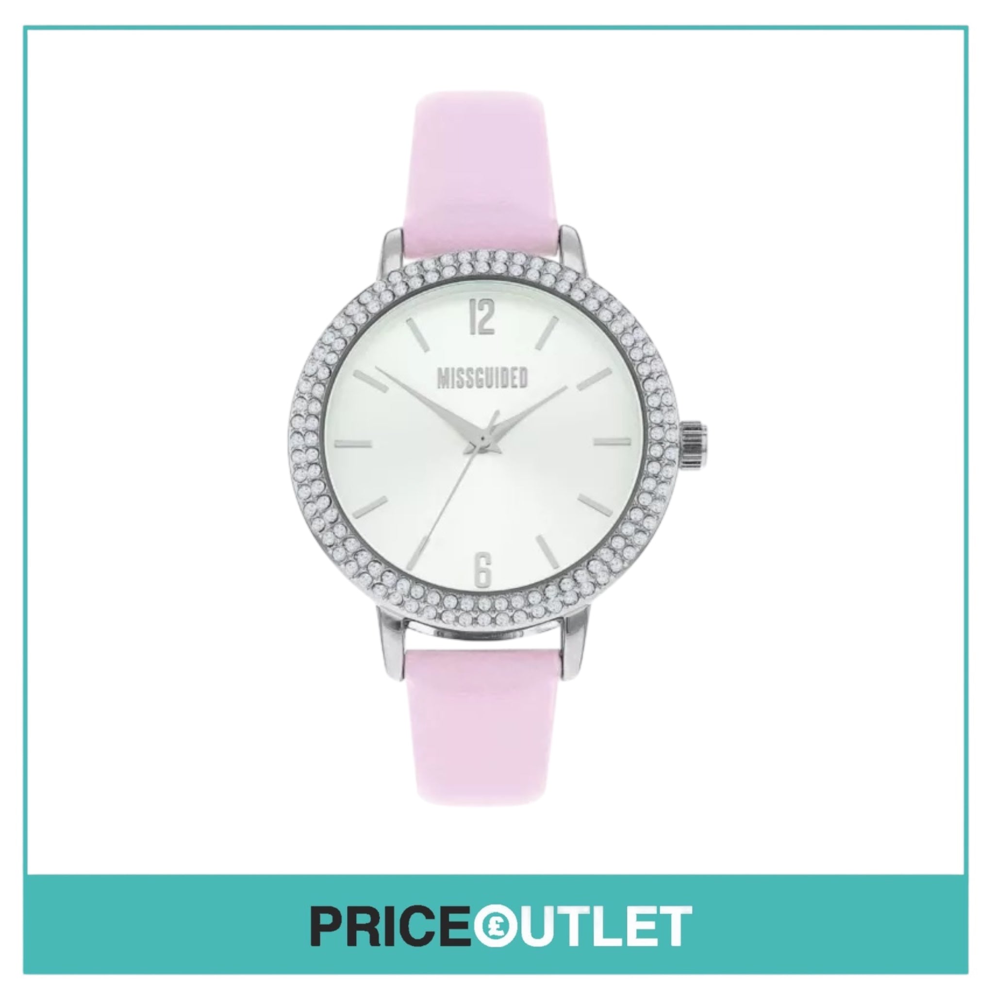Missguided - Ladies Watch - Silver With Pink Strap