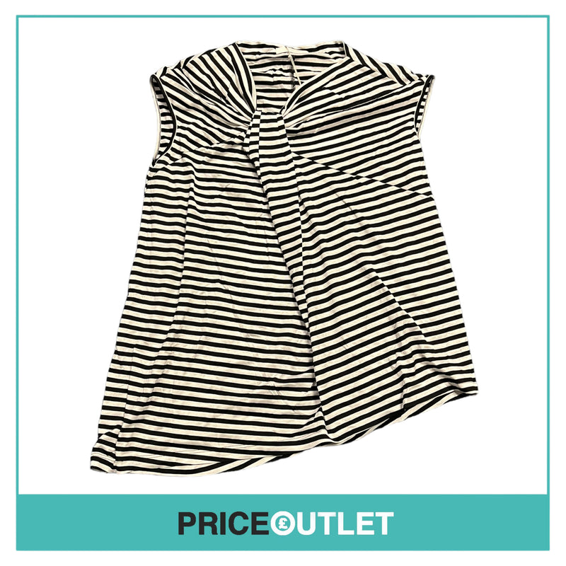 Commuun - Black and White Striped Top with Asymmetrical Hem - Size 36 - BRAND NEW WITH TAGS