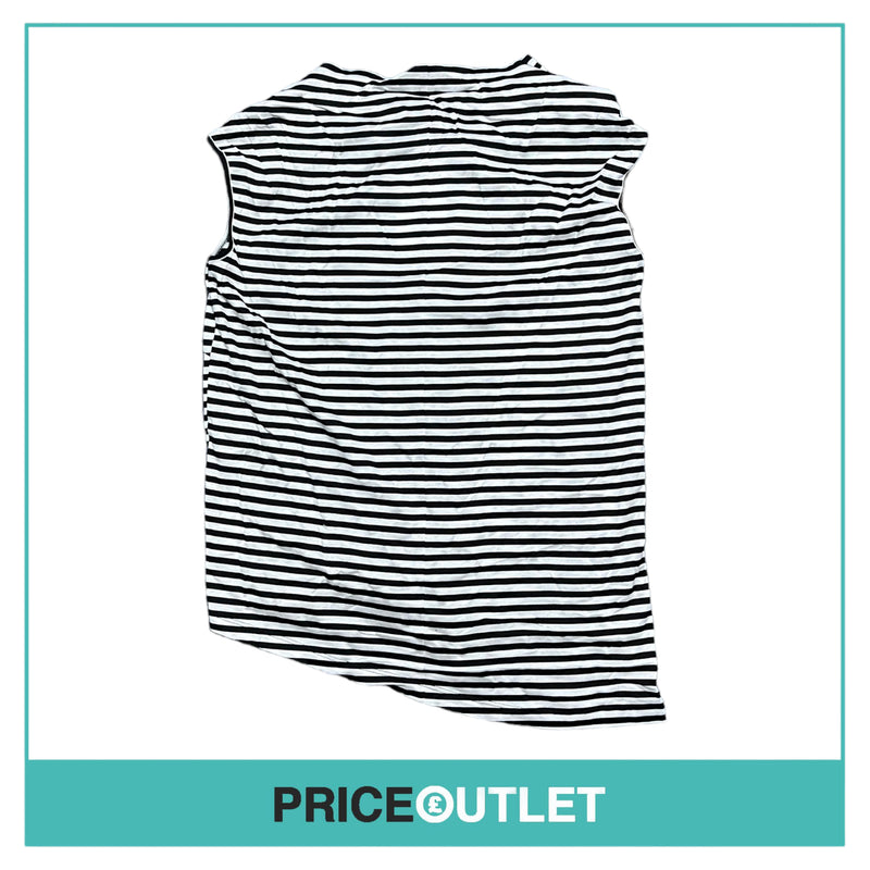Commuun - Black and White Striped Top with Asymmetrical Hem - Size 36 - BRAND NEW WITH TAGS