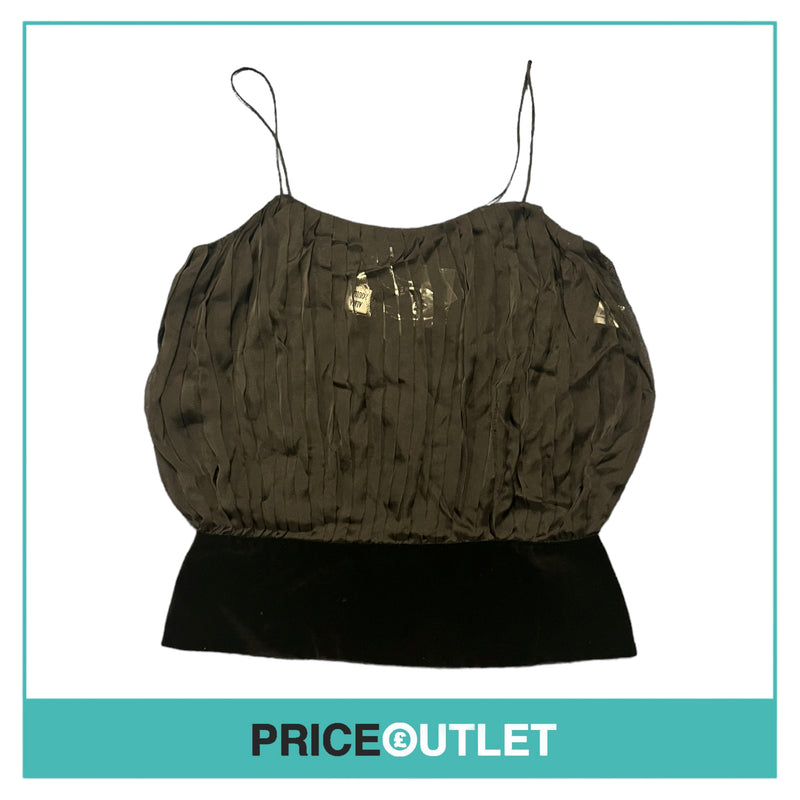 Alma Aguilar - Black Pleated Top with Velvet Waistband - Size 38 - BRAND NEW WITH TAGS