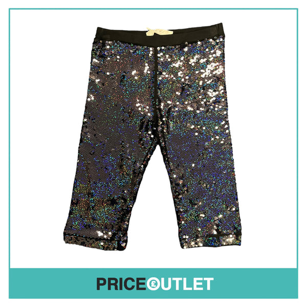 Julien David - Black Holographic Sequin Cycling Short - Size S - BRAND NEW WITH TAGS