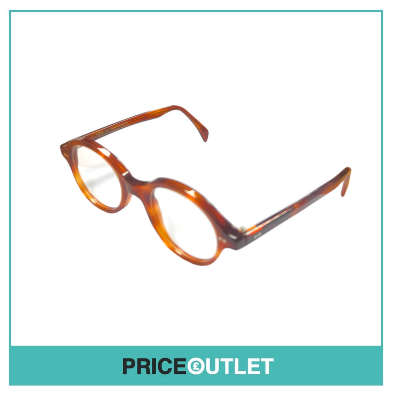 Clear Lens Brown & Orange Tortoiseshell Round Frame Glasses RRP £325