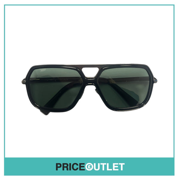 Black Frame Pilot's Sunglasses With Chrome Grey Trim RRP £325