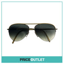 Silver Pilot's Frame Sunglasses With Light Brown Leather Detail RRP £325