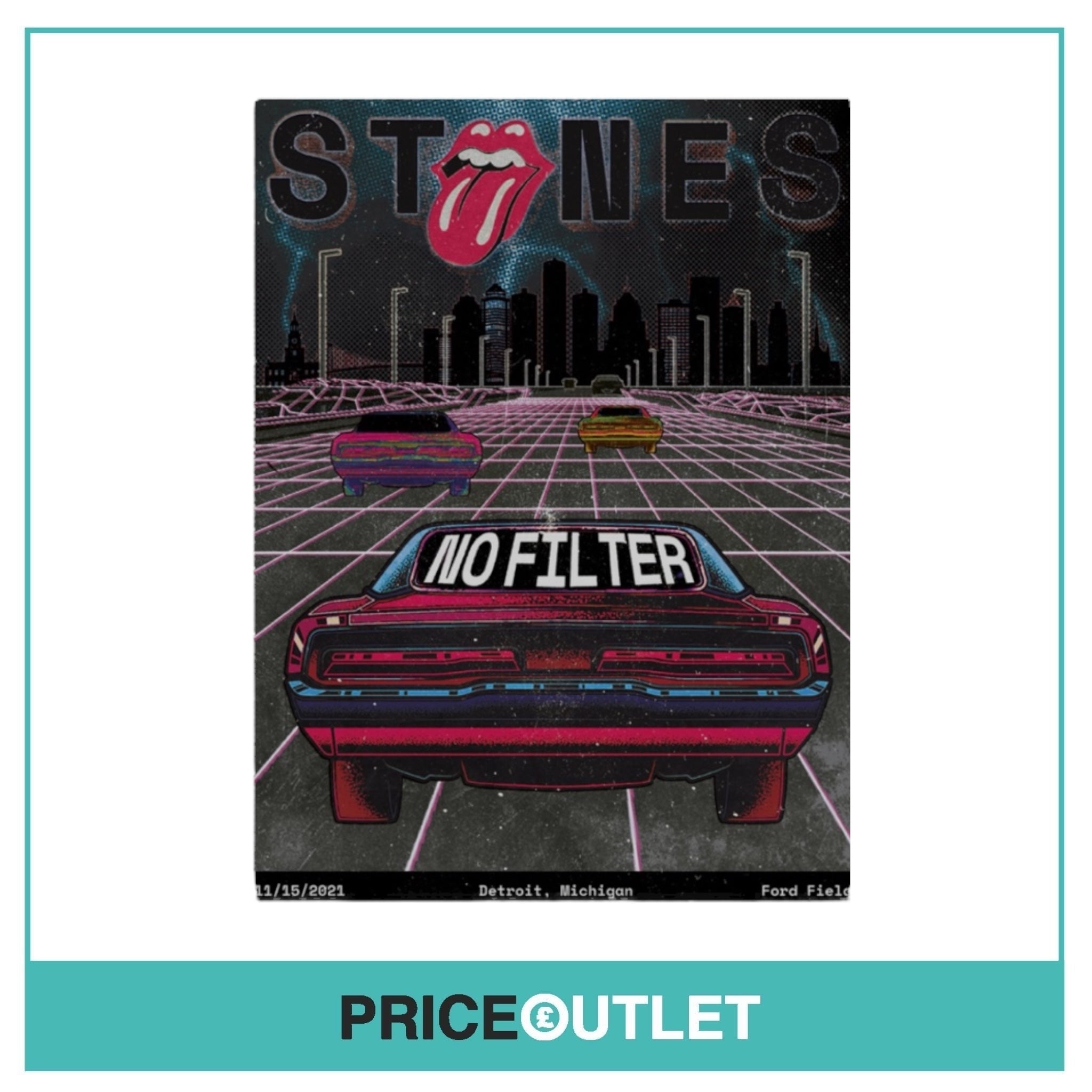 The Rolling Stones - No Filter Detroit Poster Ford Field (Slight Damage)