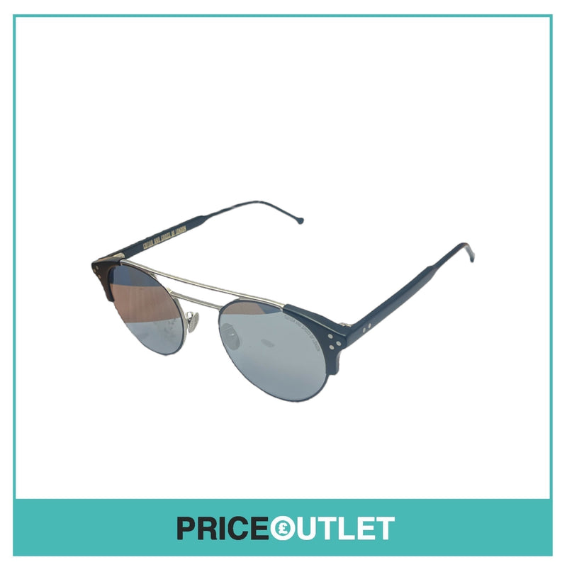 Black & Silver Frame Round Pilot Sunglasses RRP £325