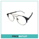 No Lens Black & Silver Round Pilot Frame Glasses £325