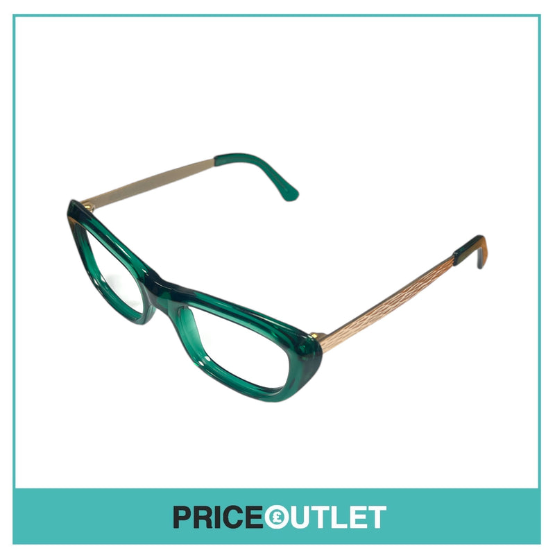 No Lens Translucent Green Frame Glasses With Gold Detail RRP £325