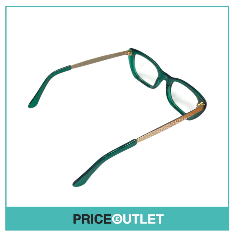 No Lens Translucent Green Frame Glasses With Gold Detail RRP £325