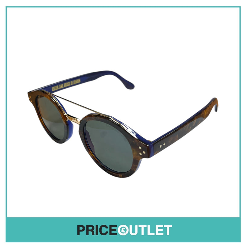 Brown Tortoiseshell & Blue Frame Sunglasses With Gold Detail RRP £325
