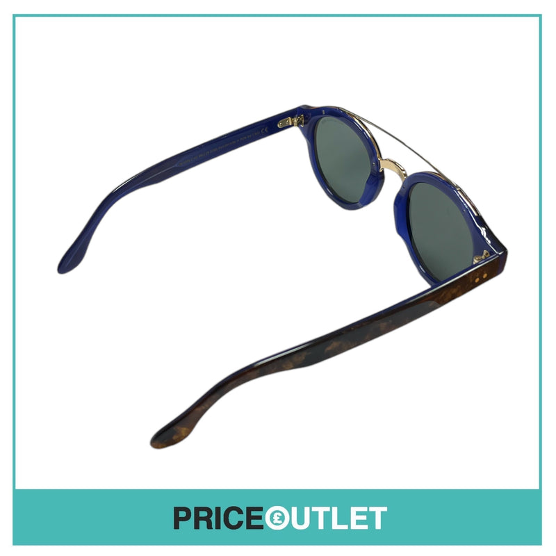Brown Tortoiseshell & Blue Frame Sunglasses With Gold Detail RRP £325