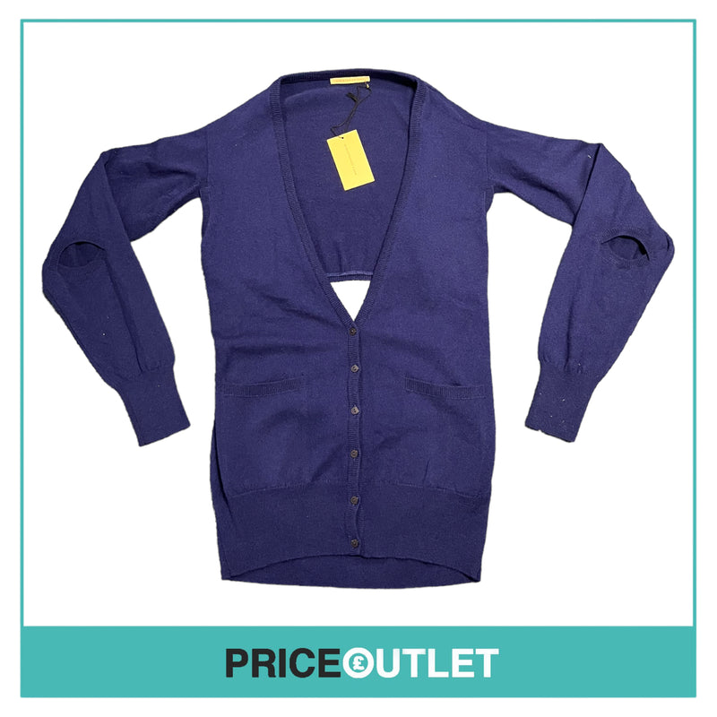 Christopher Kane - Navy Cashmere Cut Out Cardigan - Size L - BRAND NEW WITH TAGS