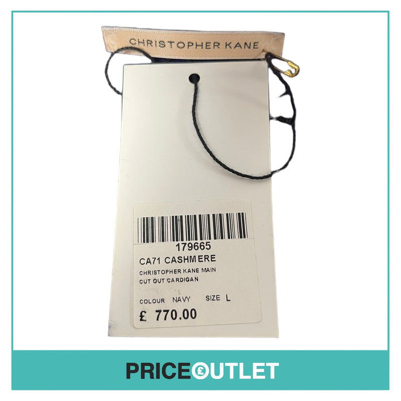 Christopher Kane - Navy Cashmere Cut Out Cardigan - Size L - BRAND NEW WITH TAGS