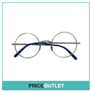 No Lens Silver Frame Round Glasses With Blue Detail RRP £325