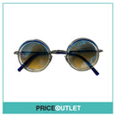 Blue Lens Round Clear Frame Sunglasses With Blue Detail RRP £325