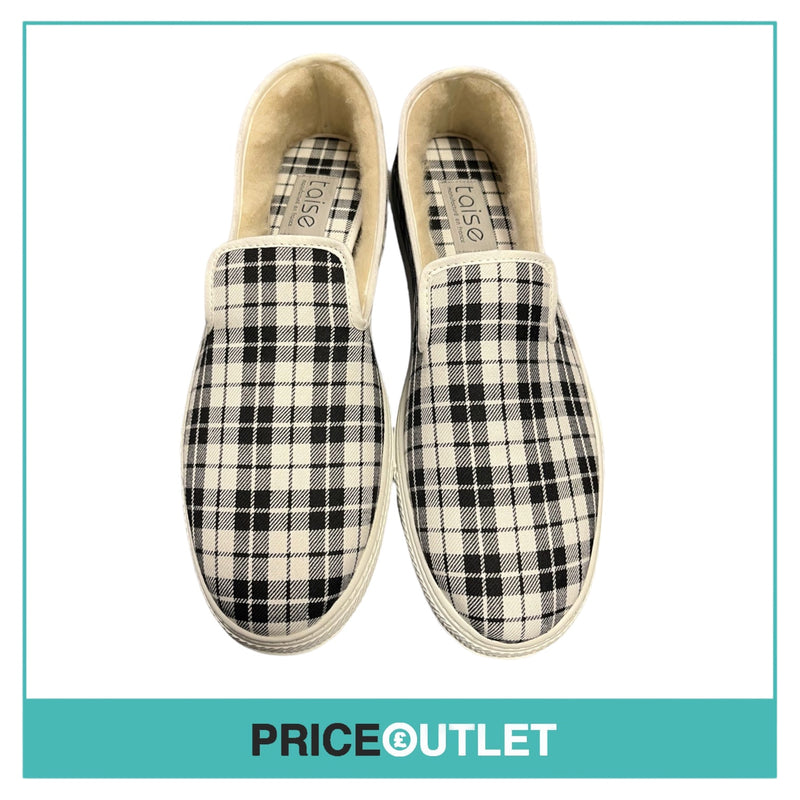 Taise by Souts - Mens Black and White Check Slip-On Shoes - Size 45 - BRAND NEW WITH TAGS