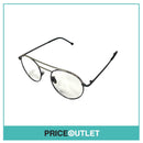 No Lens Silver Frame Round Pilot Glasses With Black Arm Detail RRP £325