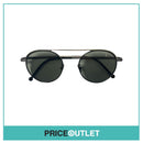 Round Frame Silver Pilot Sunglasses With Black Arm Detail RRP £325