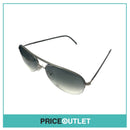 Silver Frame Pilot Sunglasses With Grey Leather Detail RRP £325