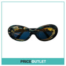 Reflective Lens Shimmer Blue & Grey Stripe Pattern Round Sunglasses RRP £325