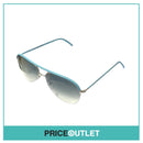 Silver Frame Sunglasses With Light Blue Leather Detail RRP £325