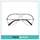 No Lens Dark Chrome Frame Pilot Glasses RRP £325