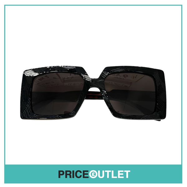 Black 3D Pattern Sunglasses With Brown Tortoiseshell Arm Detail RRP £325