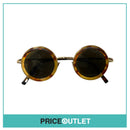 Round Brown Tortoiseshell Frame Sunglasses With Gold Detail & Dark Brown Arms RRP £325
