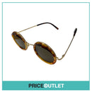 Round Brown Tortoiseshell Frame Sunglasses With Gold Detail & Dark Brown Arms RRP £325
