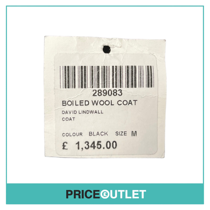 David Lindwall - Black Boiled Wool Coat - Size M - BRAND NEW WITH TAGS